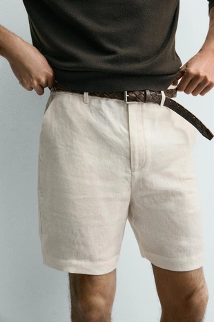 Бермуды из 100% льна классического кроя- Заказать в России