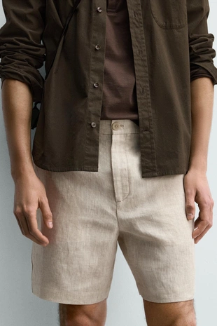 Бермуды из 100% льна классического кроя- Заказать в России