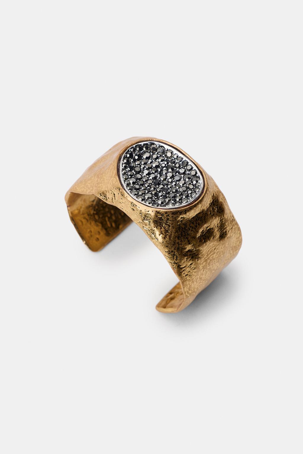 МЕТАЛЛИЧЕСКИЙ БРАСЛЕТ С РЕЗЬБОЙ И СТРАЗАМИ