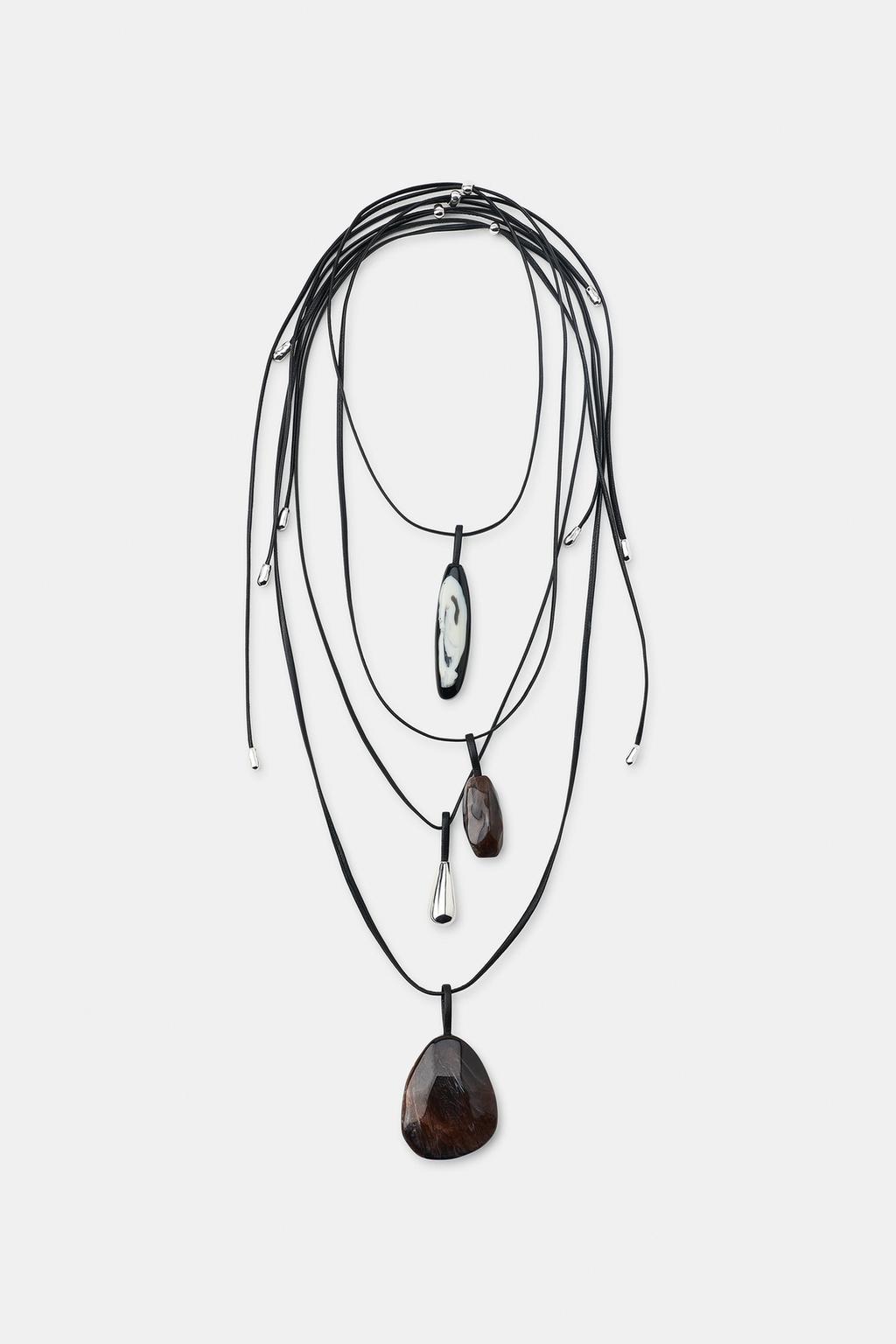 НАБОР ИЗ 4 ОЖЕРЕЛИЙ КОЖА КАМНИ