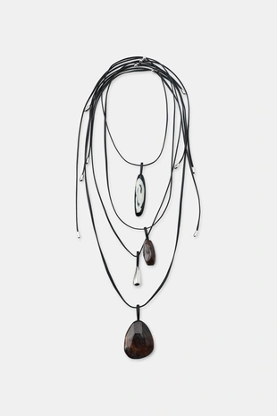 Набор из 4 ожерелий кожа камни- Заказать в России