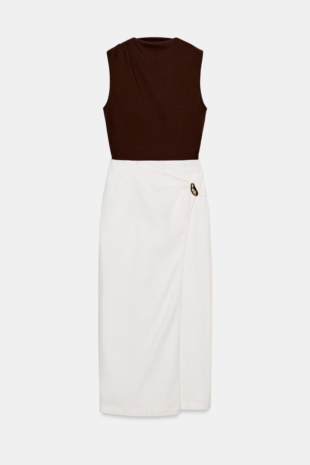 КОМБИНИРОВАННОЕ ПЛАТЬЕ МИДИ С ФУРНИТУРОЙ