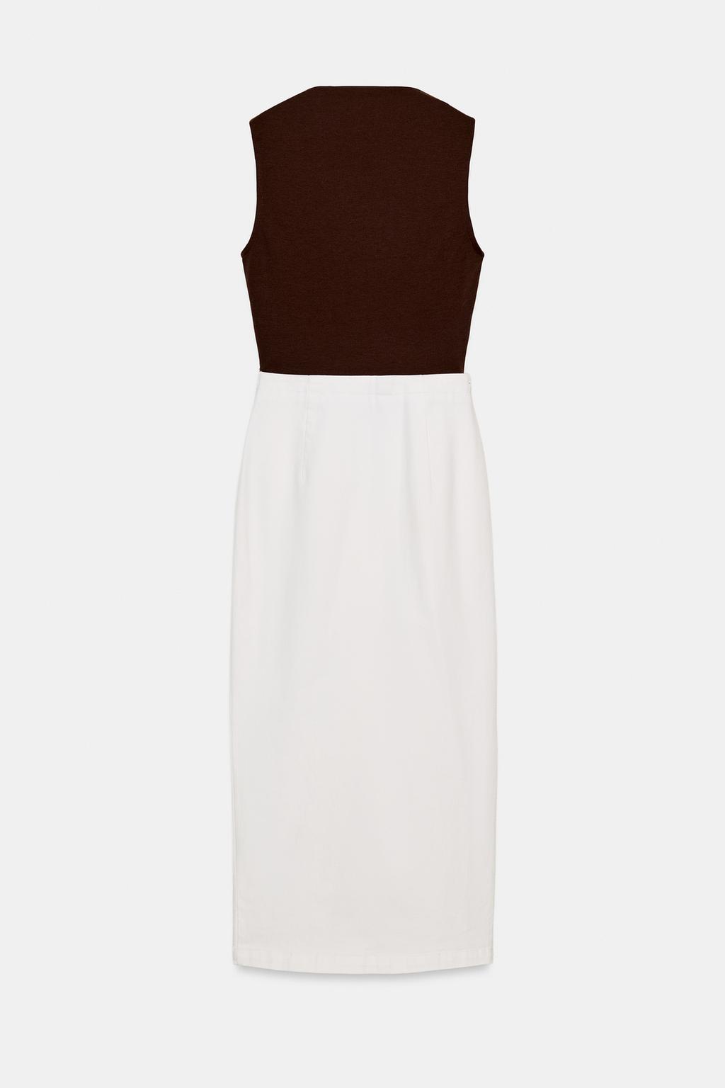 КОМБИНИРОВАННОЕ ПЛАТЬЕ МИДИ С ФУРНИТУРОЙ