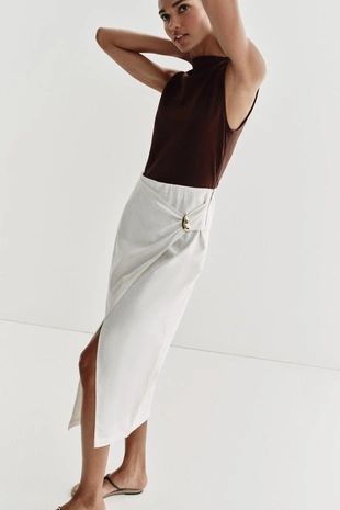 Комбинированное платье миди с фурнитурой- Заказать в России