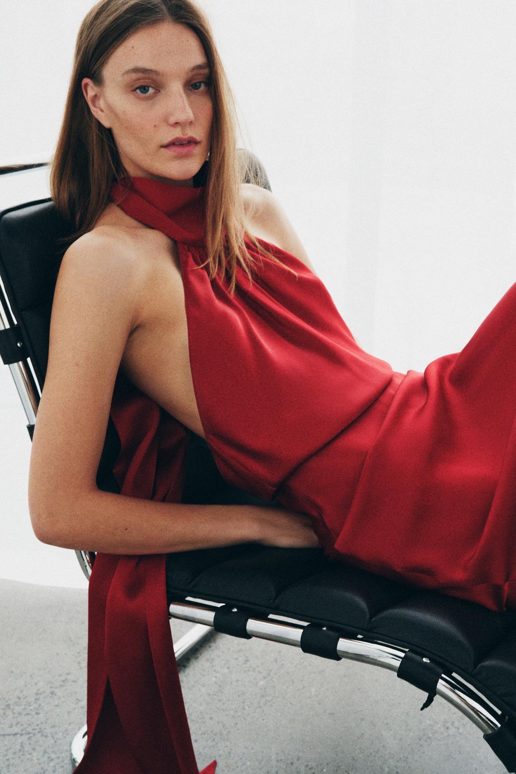 АТЛАСНОЕ ПЛАТЬЕ ХАЛТЕР — ZW COLLECTION