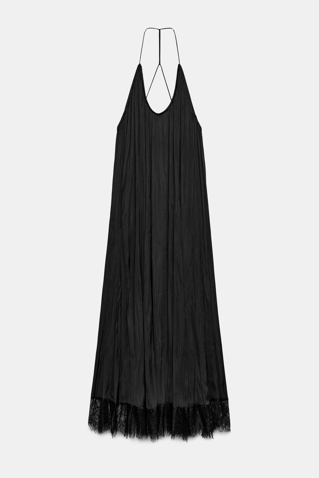 АТЛАСНОЕ ПЛАТЬЕ ХАЛТЕР С КРУЖЕВОМ — ZW COLLECTION