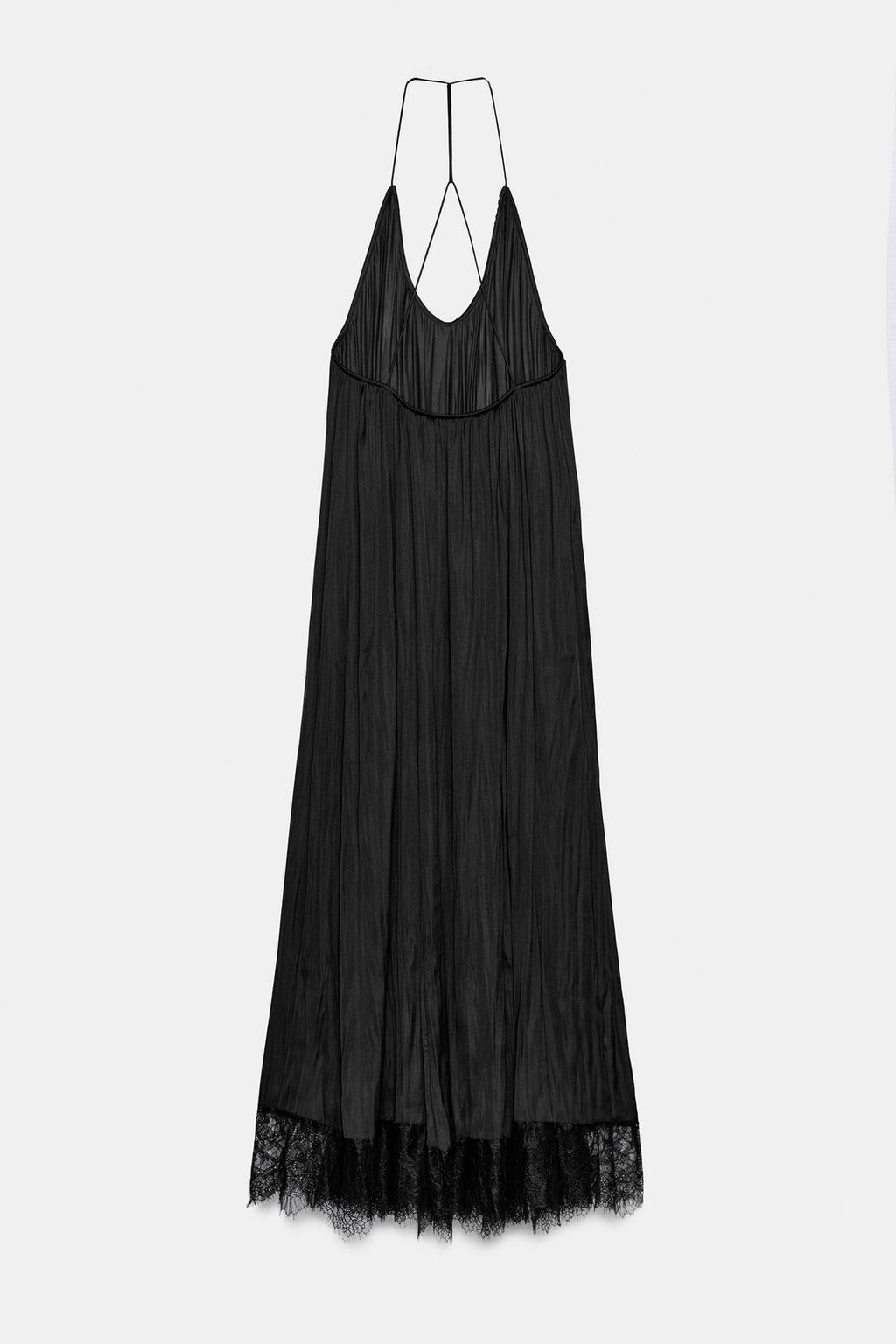 АТЛАСНОЕ ПЛАТЬЕ ХАЛТЕР С КРУЖЕВОМ — ZW COLLECTION