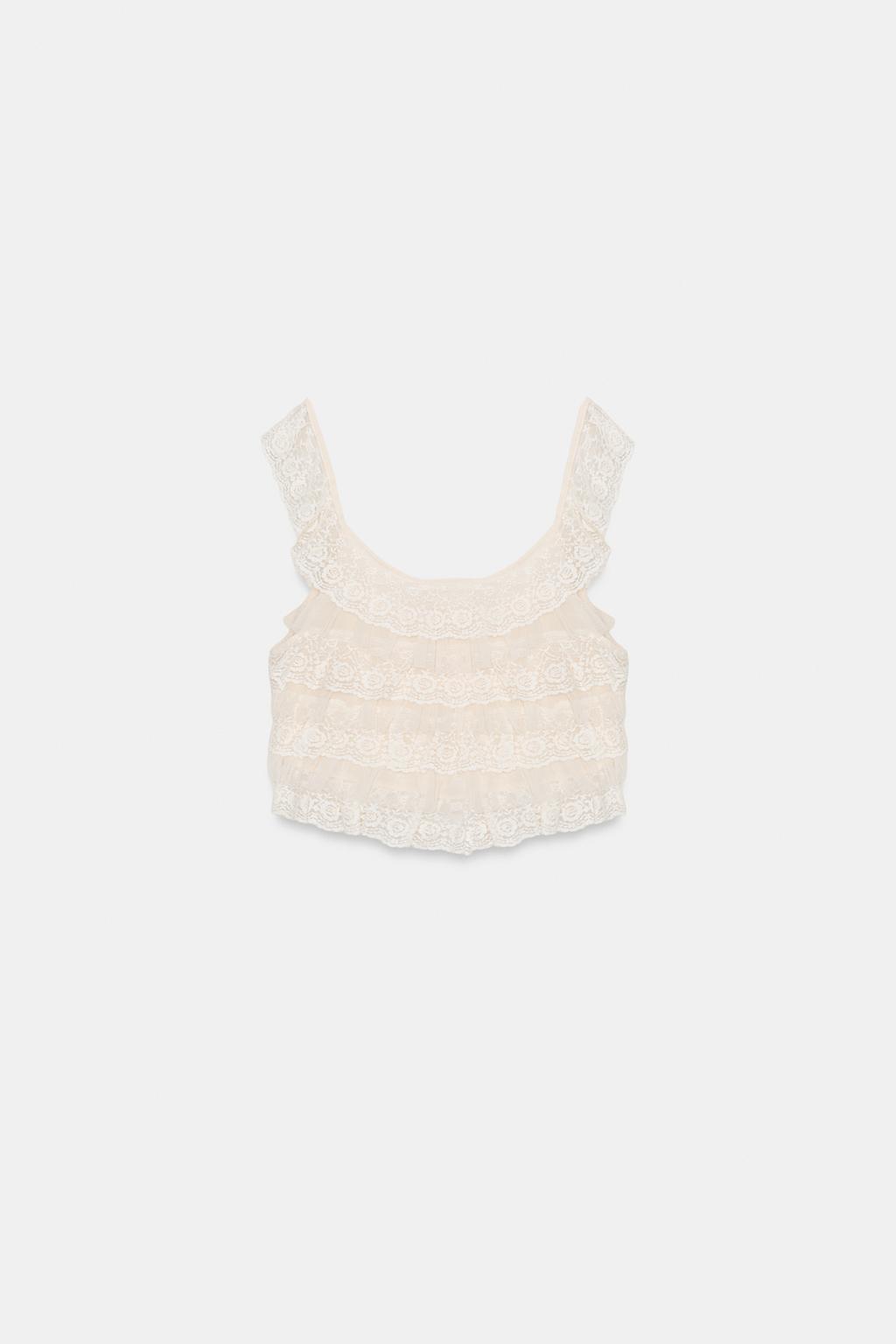 КРУЖЕВНОЙ ТОП С ВОЛАНАМИ