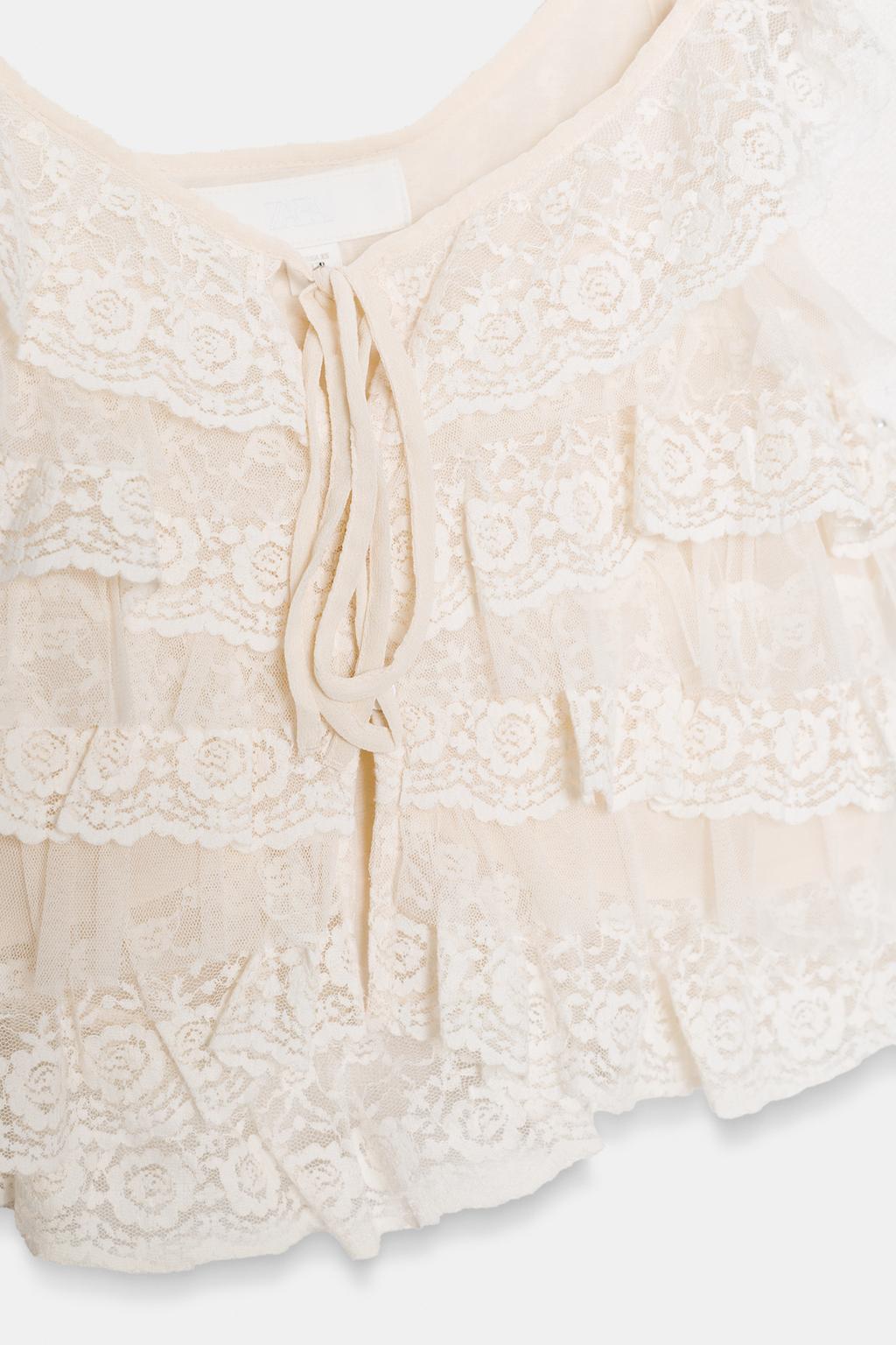 КРУЖЕВНОЙ ТОП С ВОЛАНАМИ