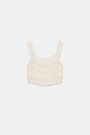 Кружевной топ с воланами- Заказать в России