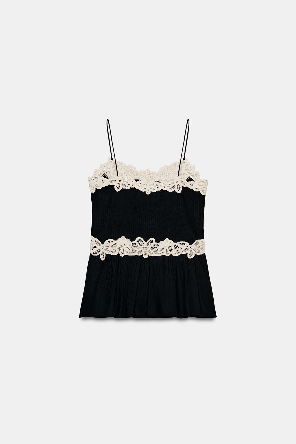 ТОП С КОНТРАСТНЫМ КРУЖЕВОМ — ZW COLLECTION