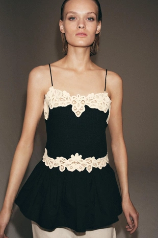 Топ с контрастным кружевом — ZW COLLECTION- Заказать в России