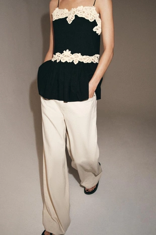 Топ с контрастным кружевом — ZW COLLECTION- Заказать в России