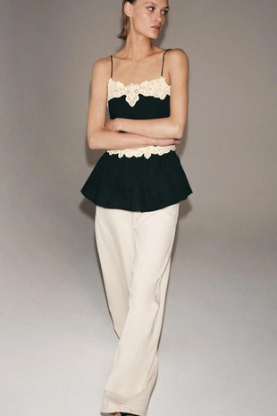 Топ с контрастным кружевом — ZW COLLECTION- Заказать в России