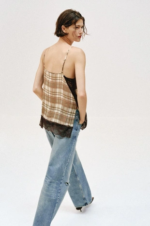 Топ в бельевом стиле в клетку- Заказать в России