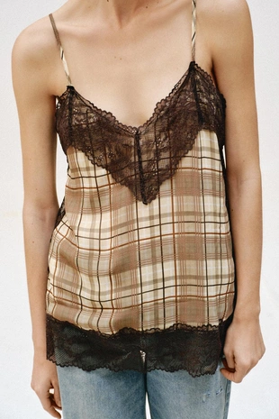 Топ в бельевом стиле в клетку- Заказать в России