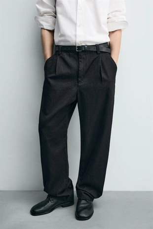 Джинсовые брюки чинос со складками- Заказать в России