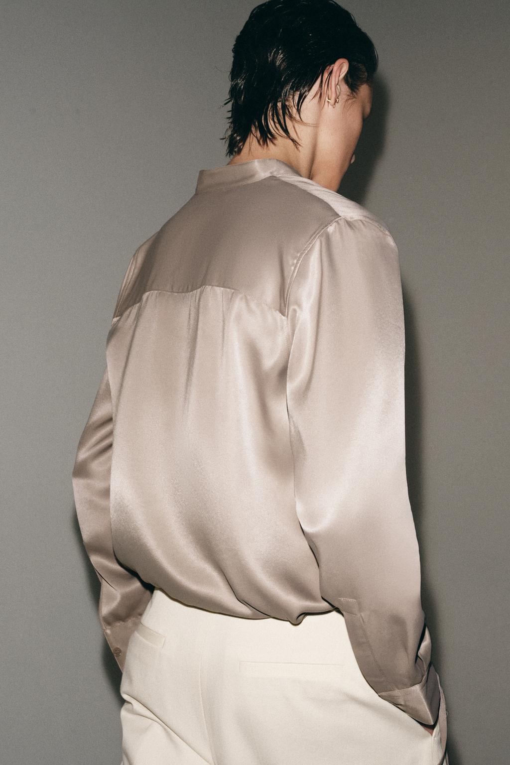 АТЛАСНАЯ РУБАШКА С НАКЛАДНЫМИ КАРМАНАМИ — коллекция Zara «ZW»