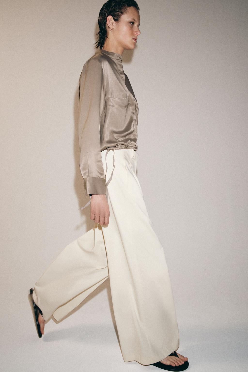 АТЛАСНАЯ РУБАШКА С НАКЛАДНЫМИ КАРМАНАМИ — коллекция Zara «ZW»