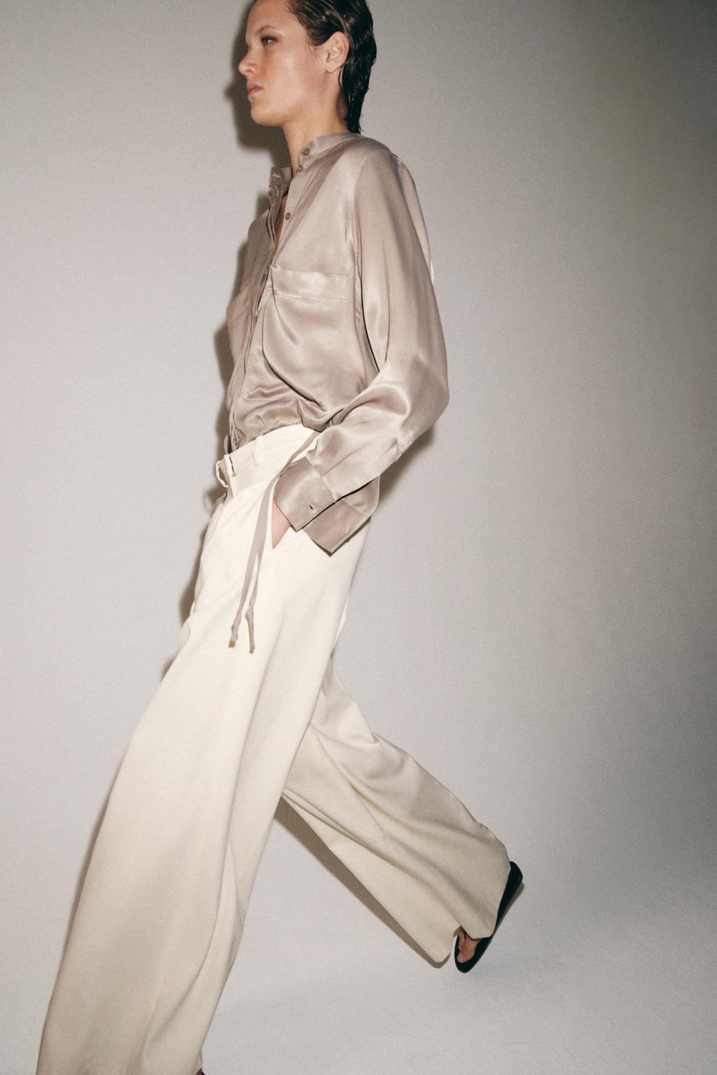 АТЛАСНАЯ РУБАШКА С НАКЛАДНЫМИ КАРМАНАМИ — коллекция Zara «ZW»