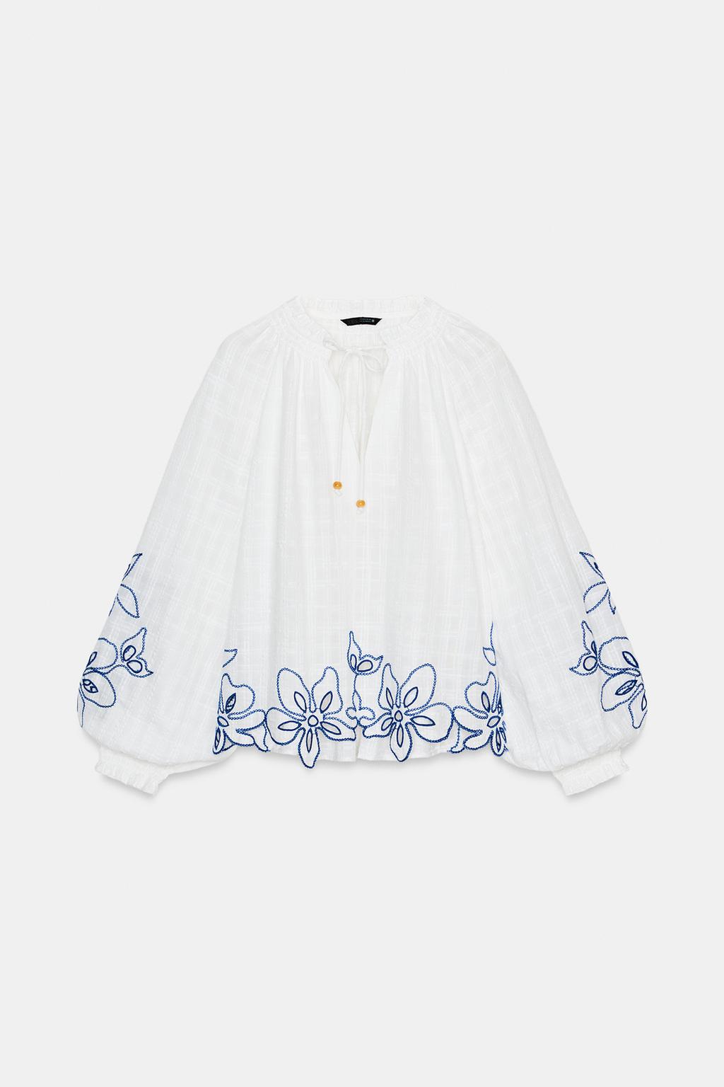 БЛУЗА С ЦВЕТОЧНОЙ ВЫШИВКОЙ