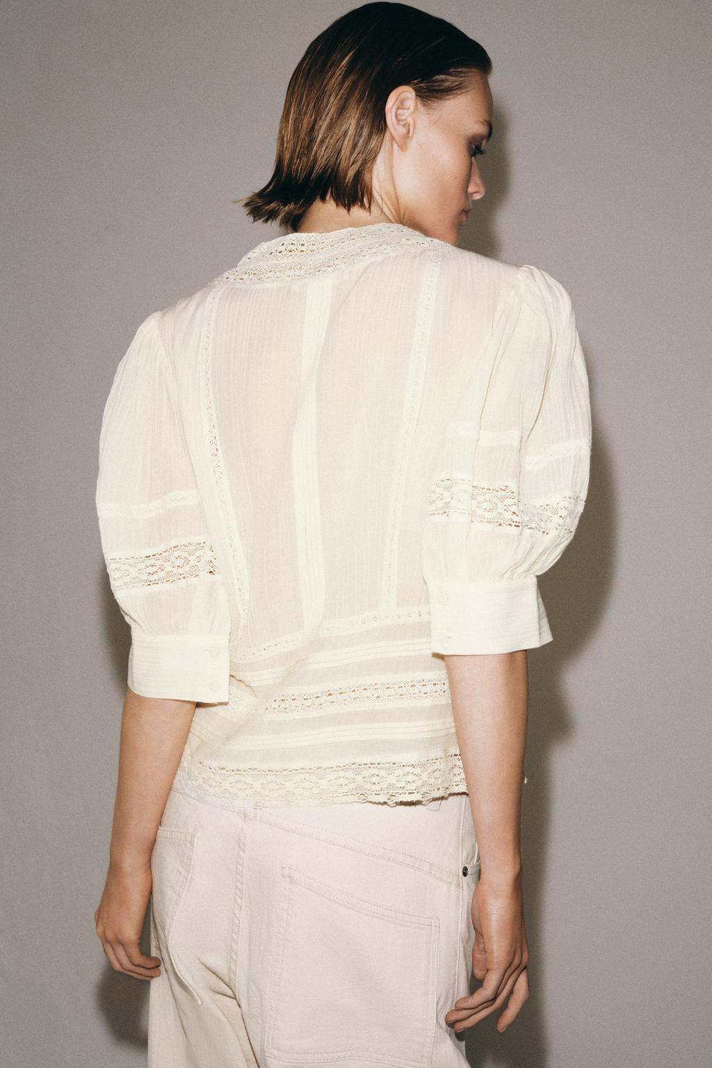 РОМАНТИЧНАЯ БЛУЗА С КРУЖЕВОМ — коллекция Zara «ZW»