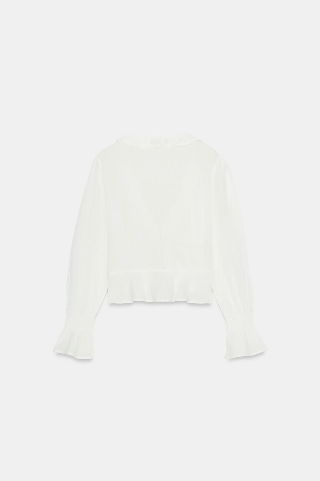 РУБАШКА ИЗ ШИФОНА С ВЫШИВКОЙ И ВОЛАНАМИ