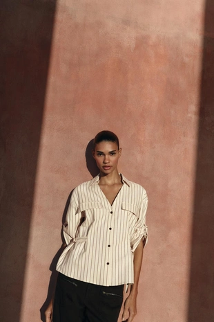 Рубашка-сафари в полоску- Заказать в России