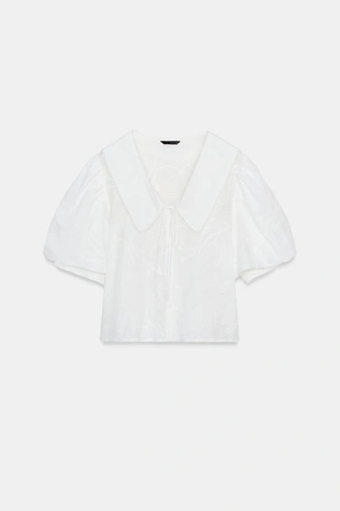 Блуза с круглым воротником- Заказать в России