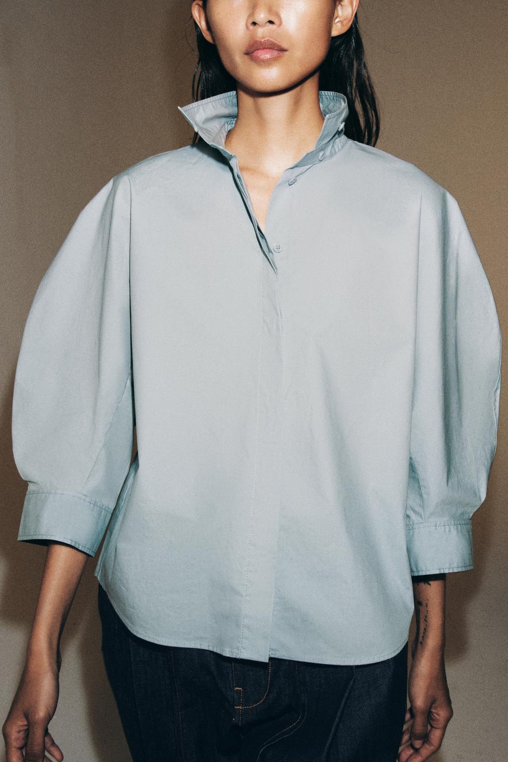 РУБАШКА С ОБЪЕМНЫМИ РУКАВАМИ ZW