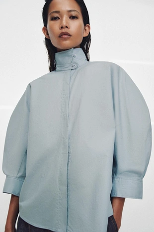 Рубашка с объемными рукавами ZW- Заказать в России