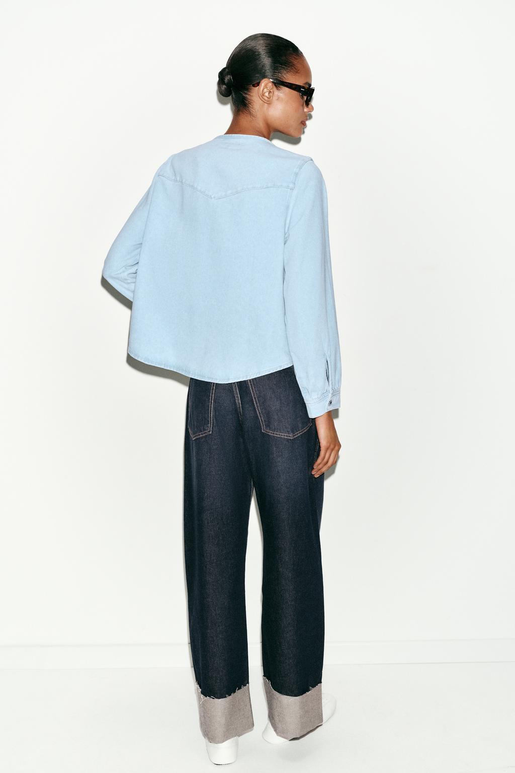 ДЖИНСОВАЯ РУБАШКА Z1975 С БАНТОМ