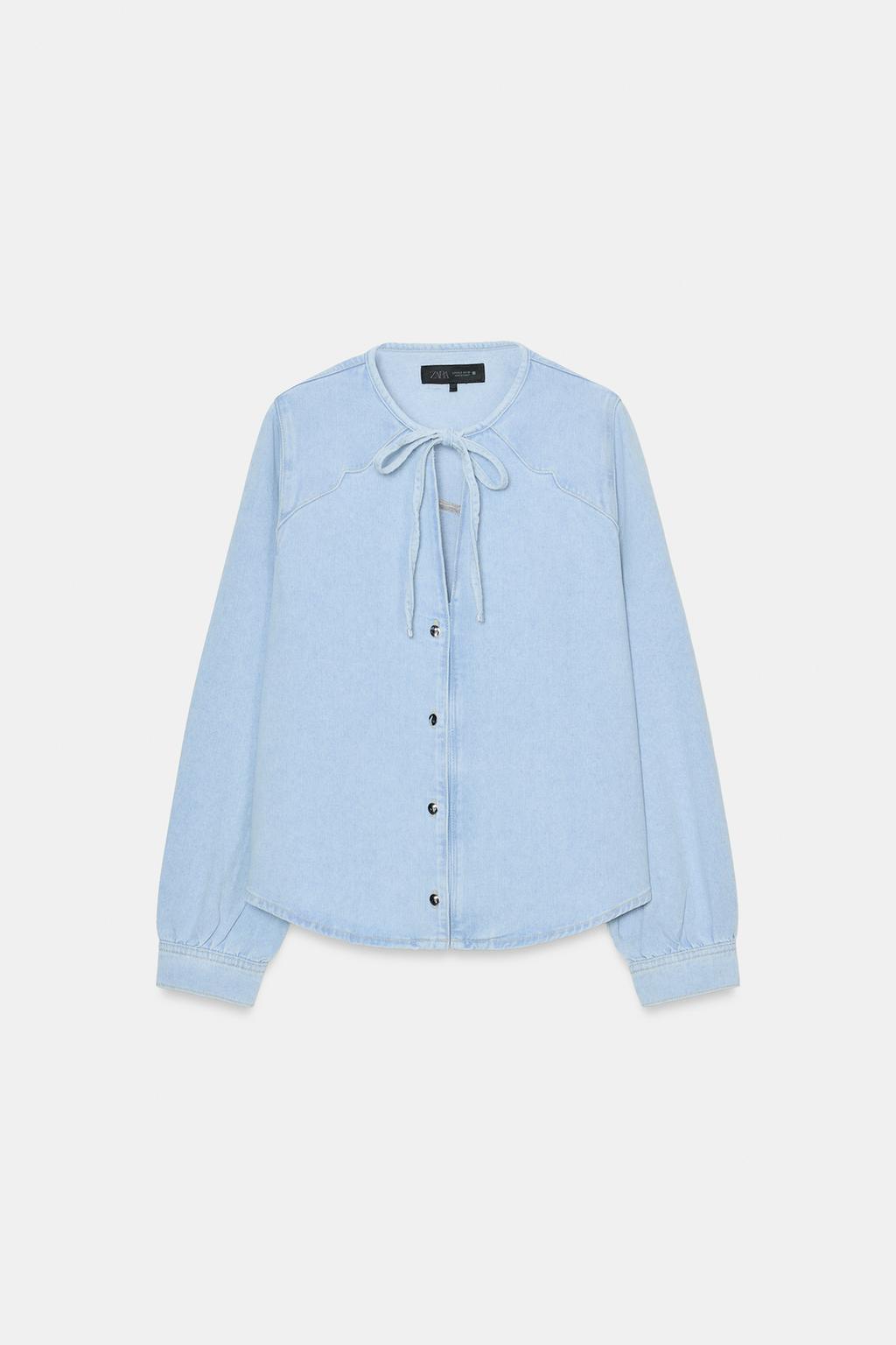 ДЖИНСОВАЯ РУБАШКА Z1975 С БАНТОМ