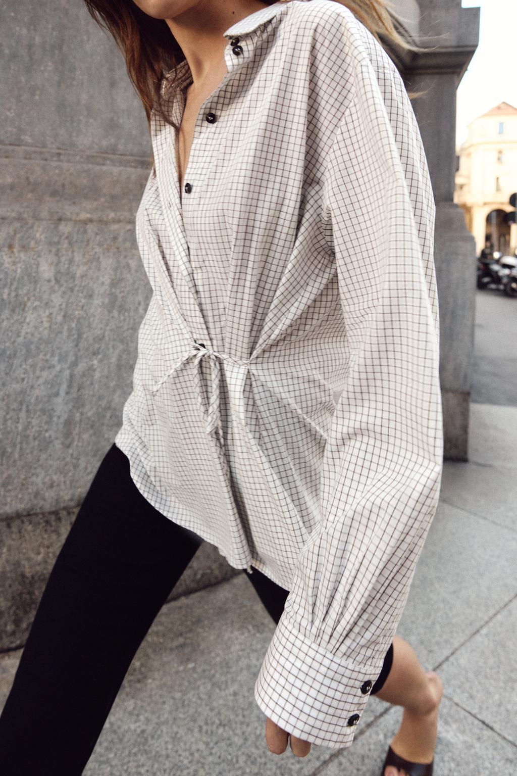 РУБАШКА В КЛЕТКУ С БАНТОМ