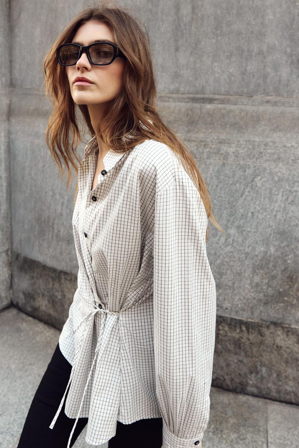 РУБАШКА В КЛЕТКУ С БАНТОМ