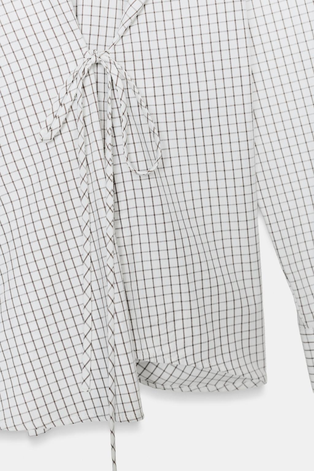 РУБАШКА В КЛЕТКУ С БАНТОМ