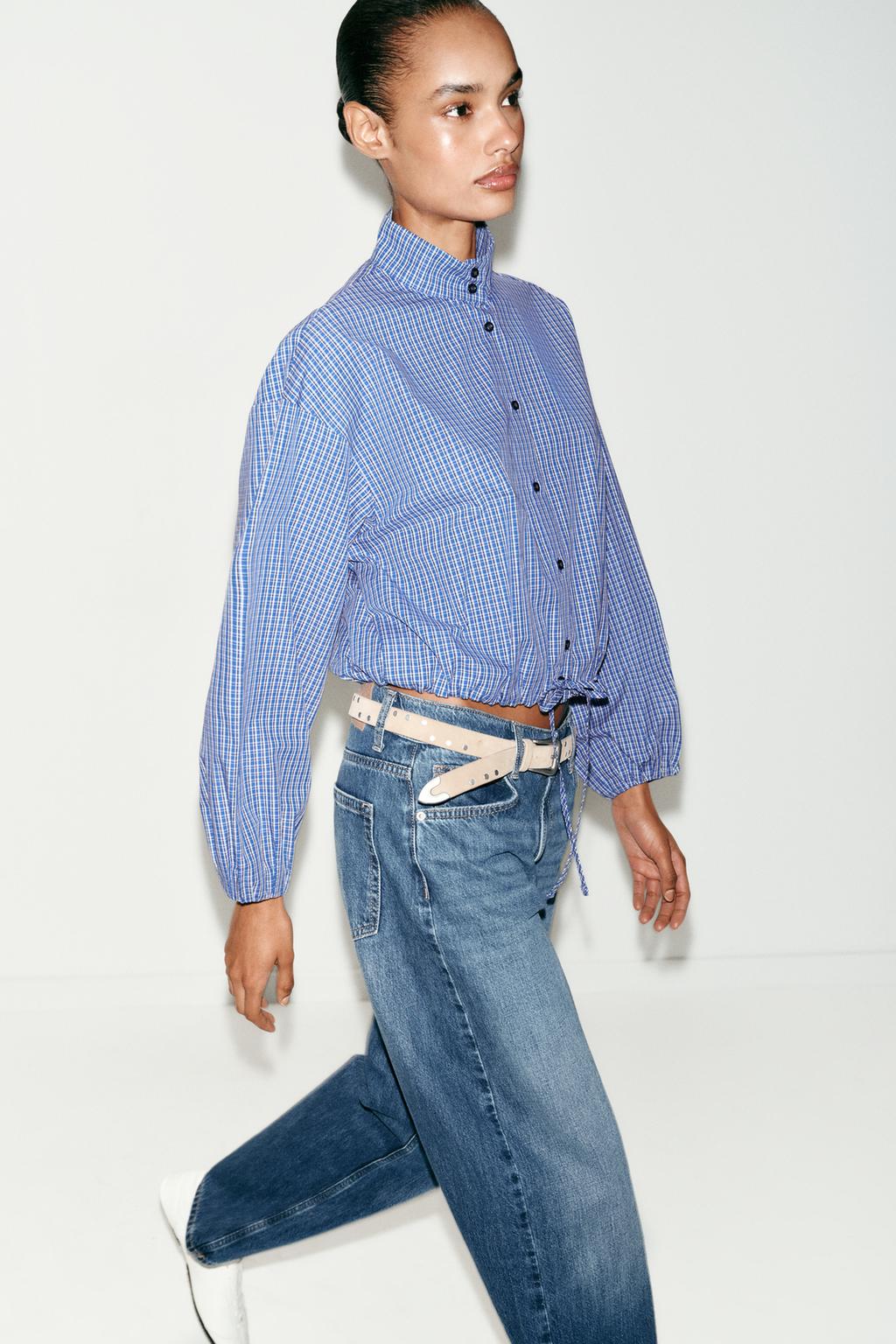 РУБАШКА В КЛЕТКУ С ОБЪЕМНЫМИ РУКАВАМИ