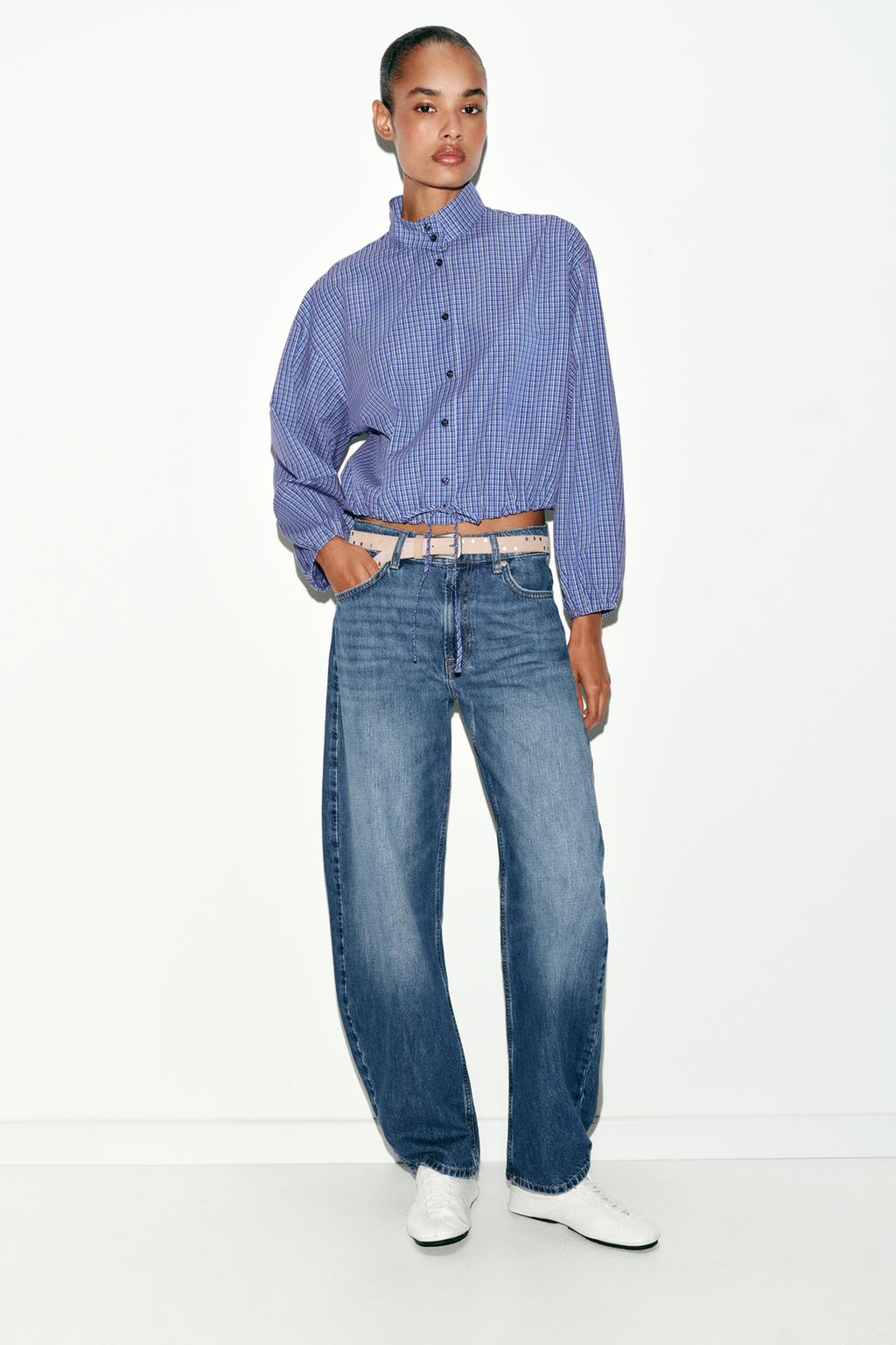 РУБАШКА В КЛЕТКУ С ОБЪЕМНЫМИ РУКАВАМИ