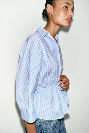 Рубашка в полоску с завязками- Заказать в России