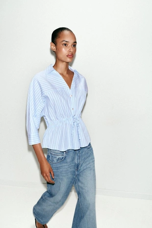 Рубашка в полоску с завязками- Заказать в России