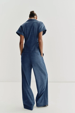 Приталенная рубашка со сборками- Заказать в России