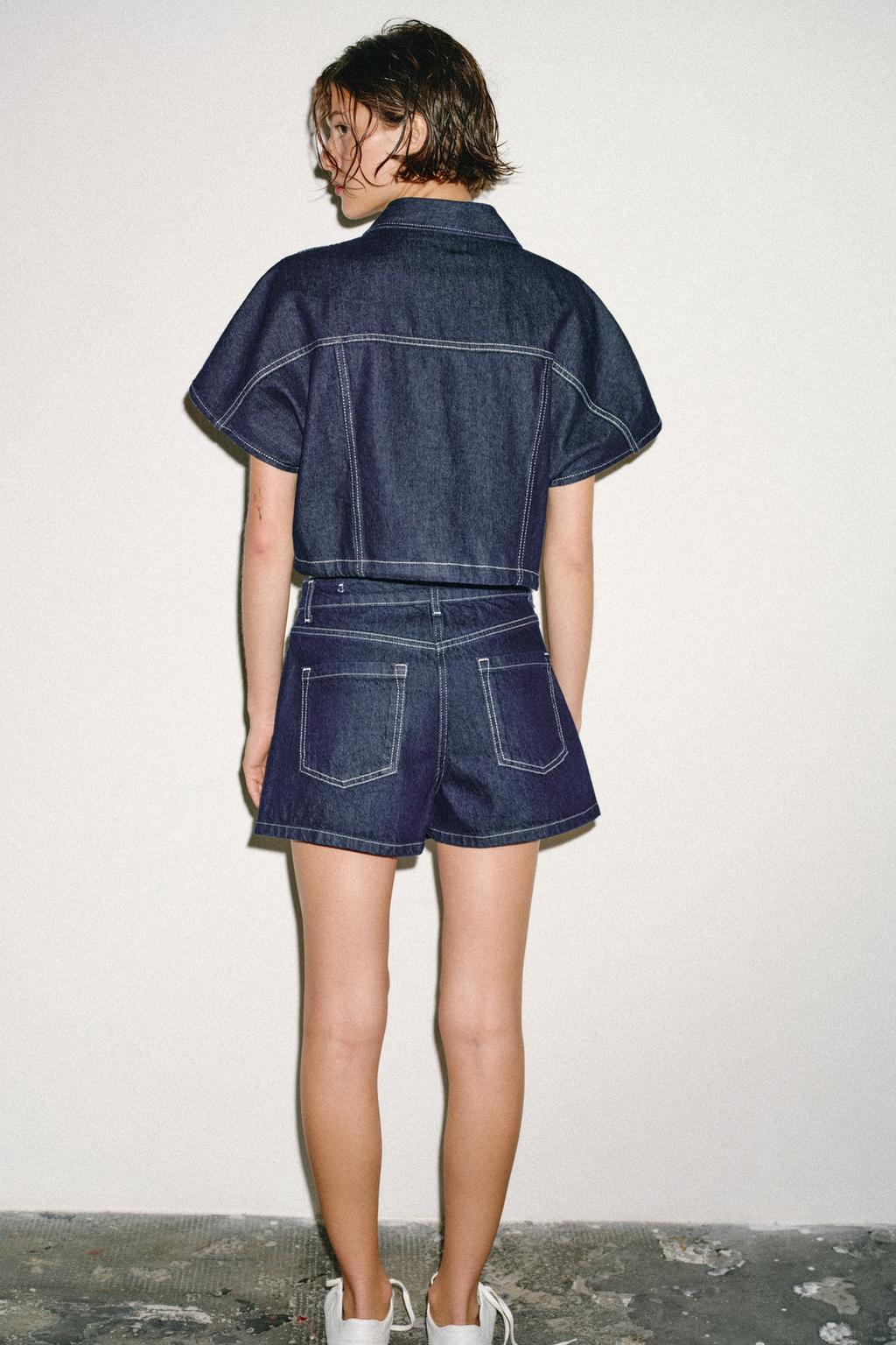 УКОРОЧЕННАЯ ДЖИНСОВАЯ РУБАШКА Z1975