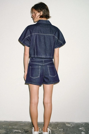 Укороченная джинсовая рубашка Z1975- Заказать в России