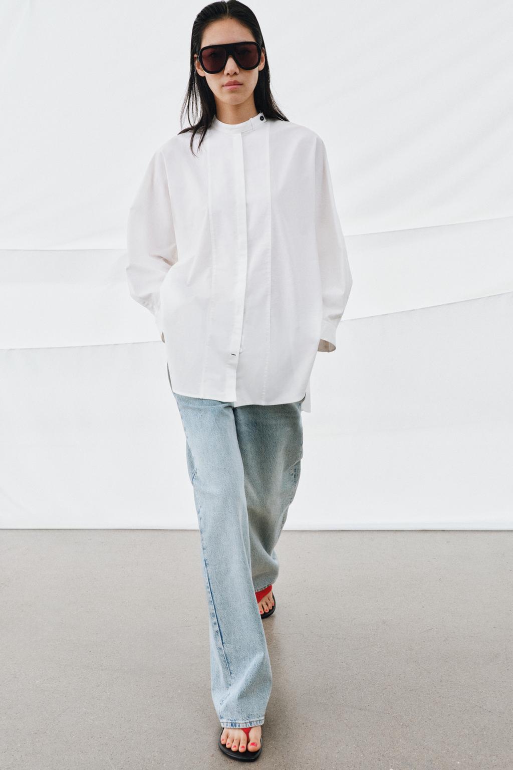 РУБАШКА ОВЕРСАЙЗ ИЗ ПОПЛИНА — коллекция Zara «ZW»