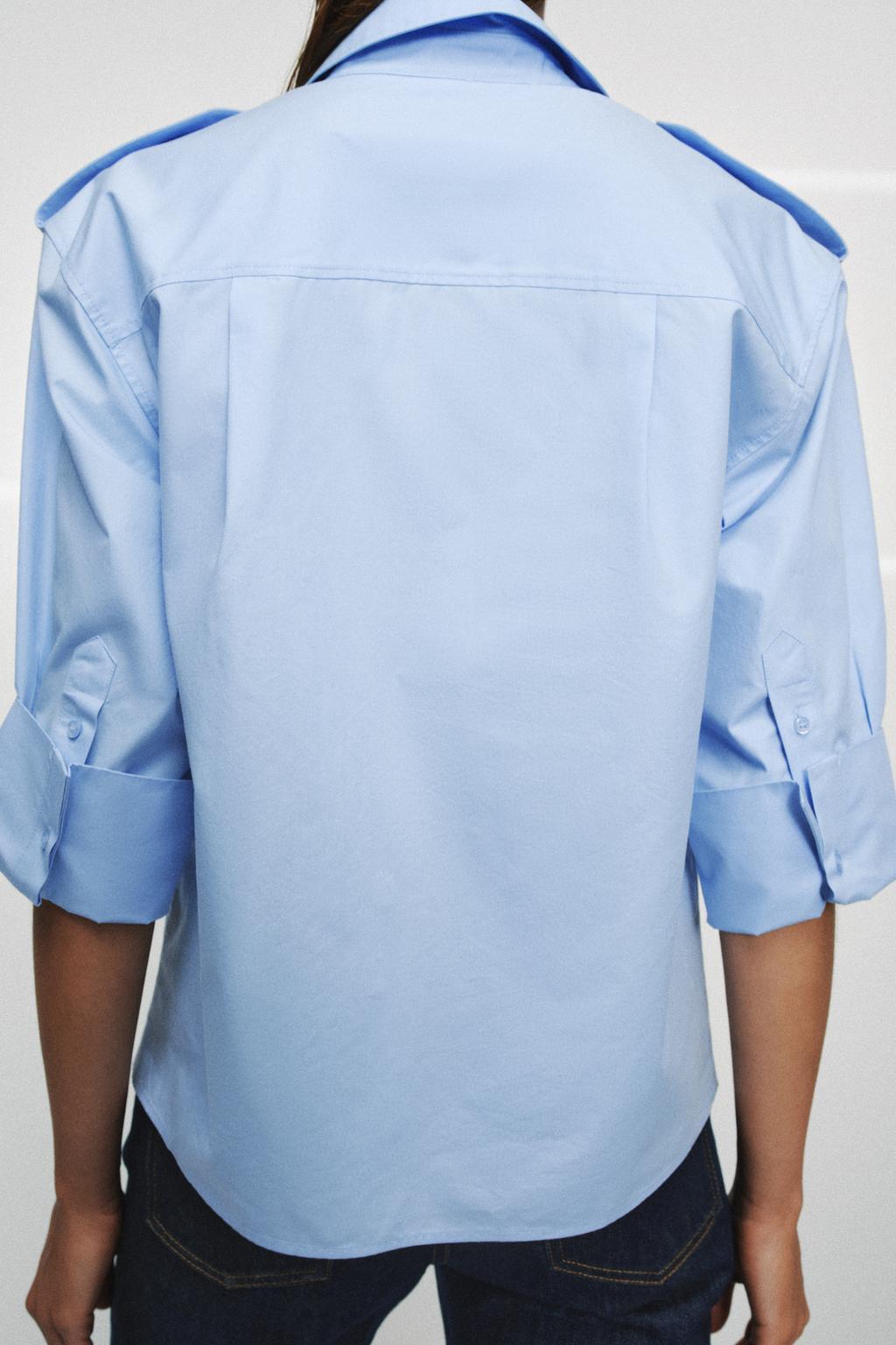 РУБАШКА ИЗ ПОПЛИНА С КАРМАНАМИ — коллекция Zara «ZW»