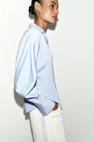 Приталенная рубашка в полоску- Заказать в России