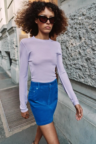 Вельветовая мини-юбка- Заказать в России