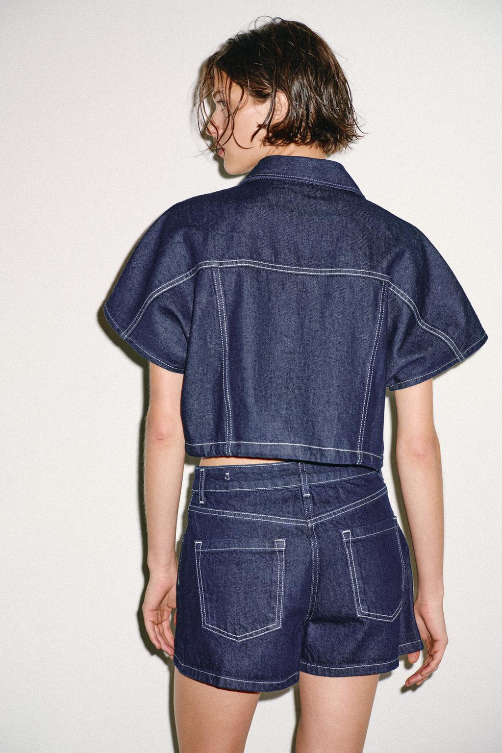 ЮБКА-ШОРТЫ ИЗ ДЕНИМА Z1975 С ЗАПÁХОМ