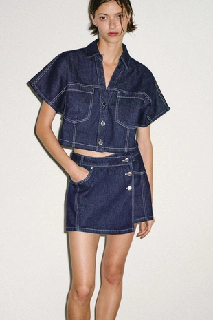 Юбка-шорты из денима Z1975 с запáхом- Заказать в России