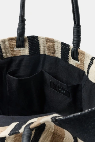 Сумка в полоску с кожаными ручками- Заказать в России